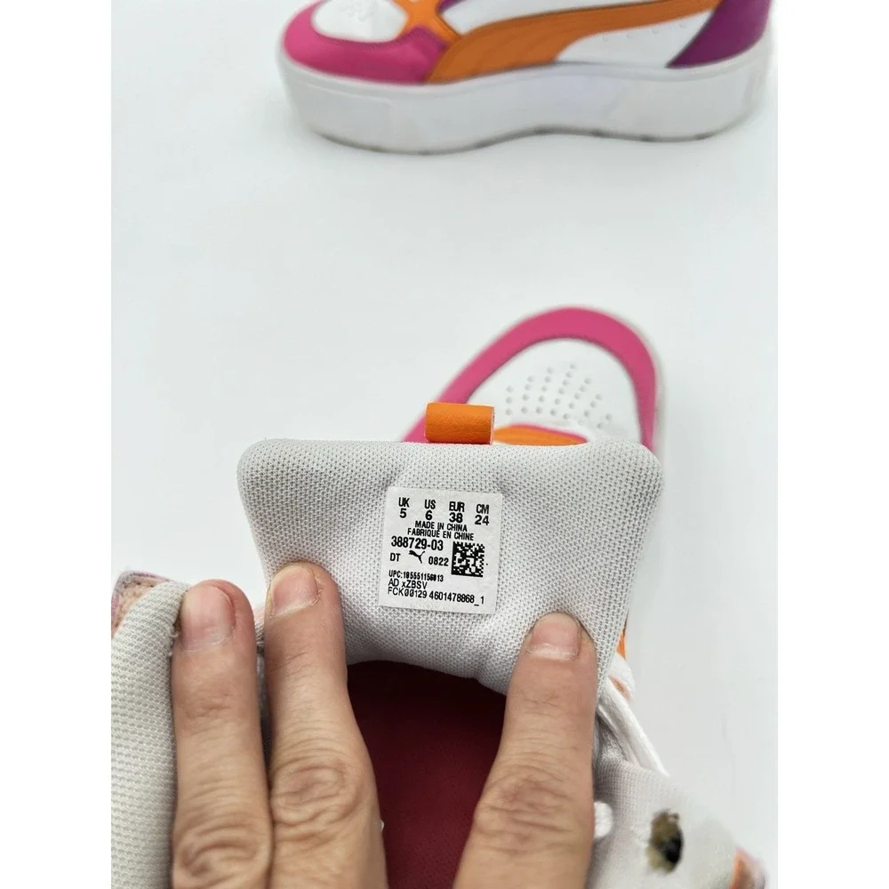 PUMA Carina Mid Women's White Pink Orange High Top Sneakers Size 8.5